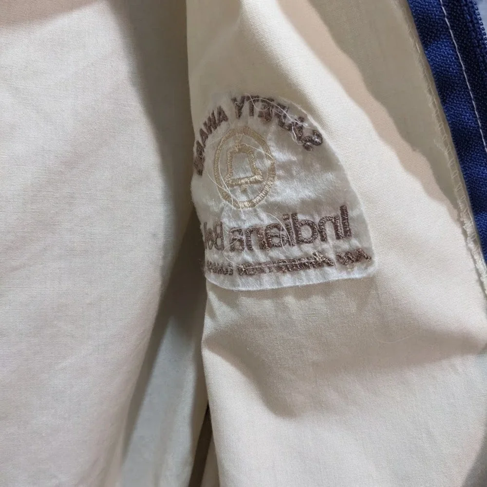 Vintage Swingster Indiana Bell Safety Award Bomber Jacket Cream Blue Unisex L
